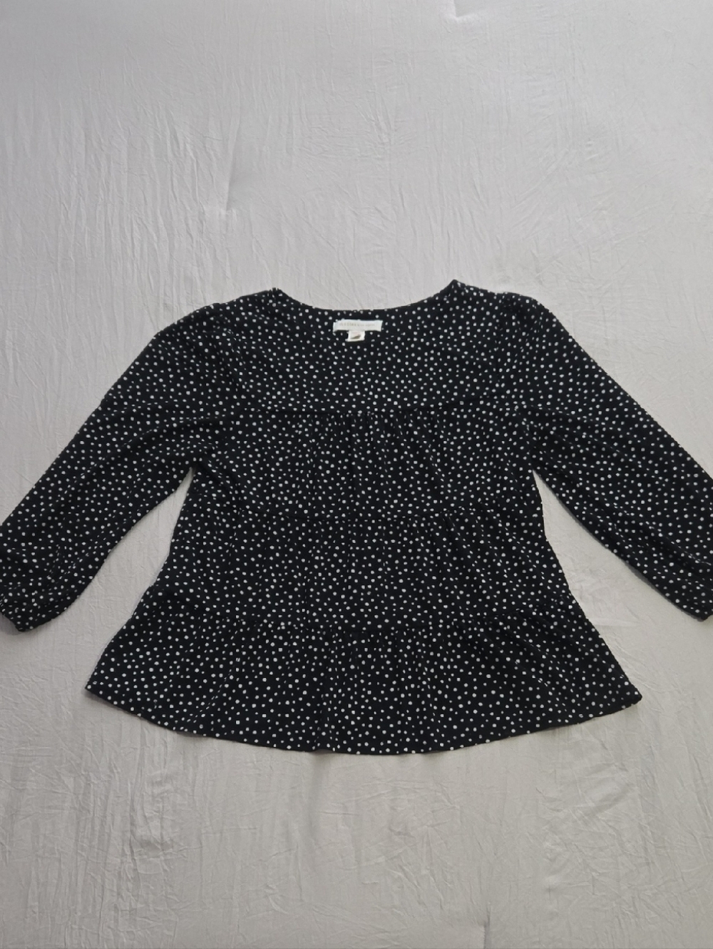 Monteau Black Polka Dot Peplum Top